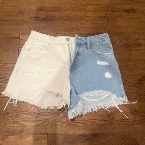 white and denim vervet jean shorts